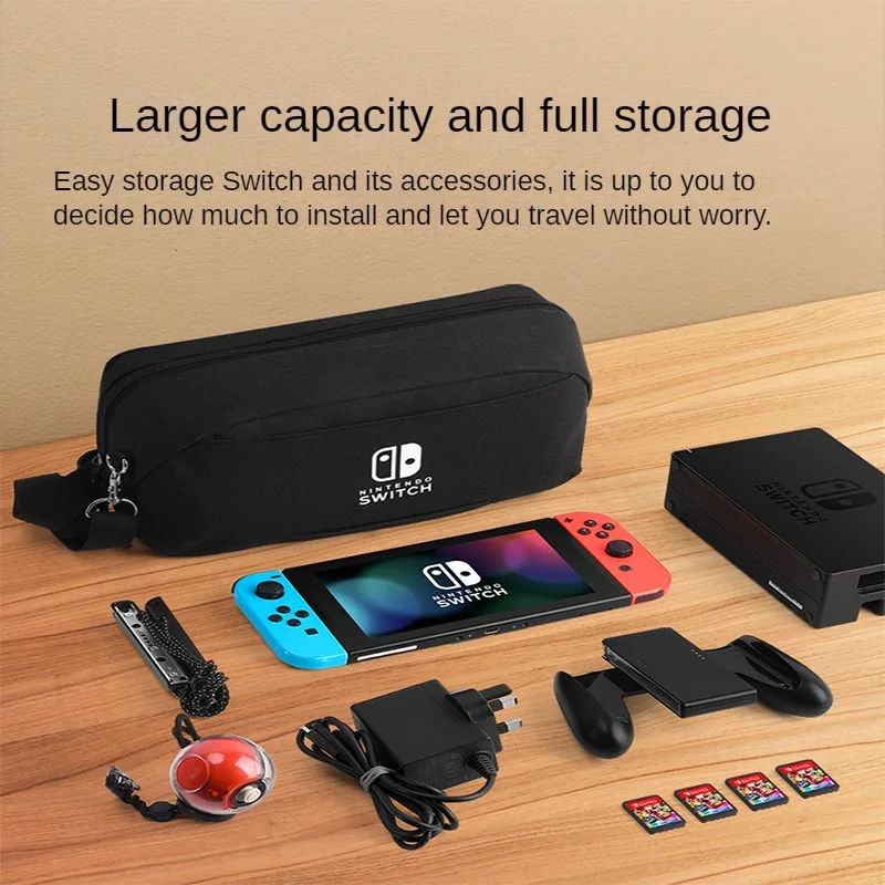 Nintendo Switch Multifunctional Storage Bag with Soft Plush Inside Portable Large Capacity Storage Waterproof Crossbody Bag