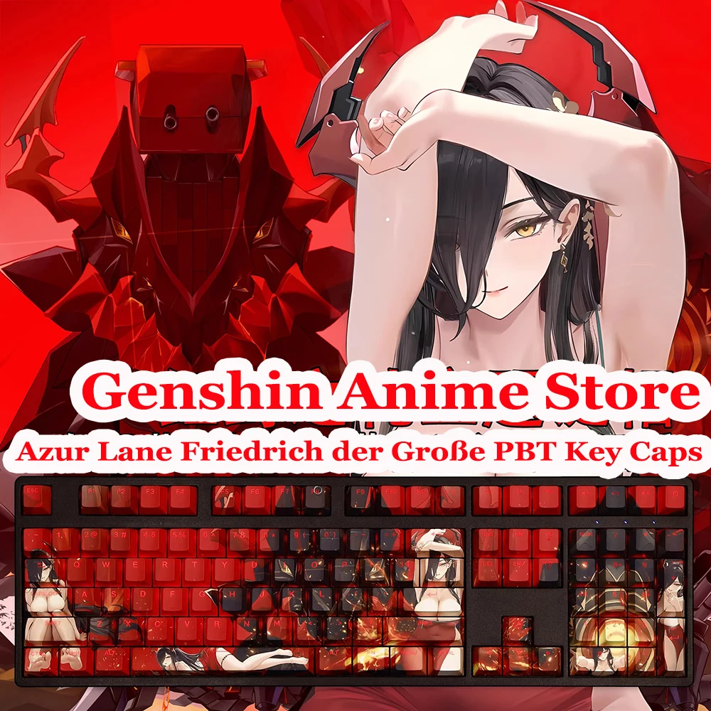 

Колпачки для клавиш Azur Lane Friedrich der Groe PBT, 108 шт., с гравировкой сбоку, для механических клавиатур, игровые аксессуары для стола
