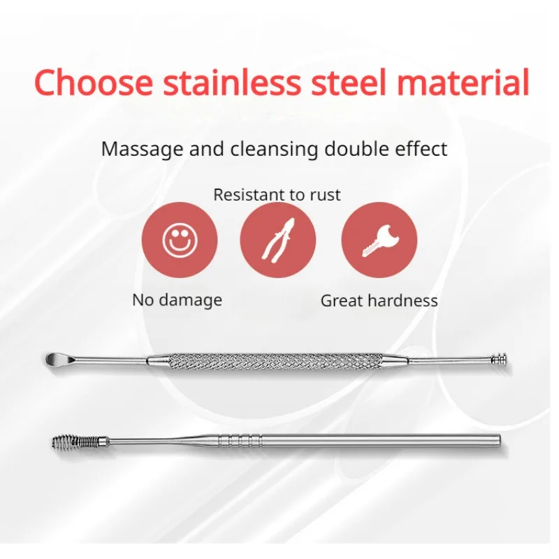 8PCS Stainless Steel Earpick 8-piece Earpicking Tool Set Spiral Earscoop Massage Earpick Massage Tool Set Tattoo Massage Fashion