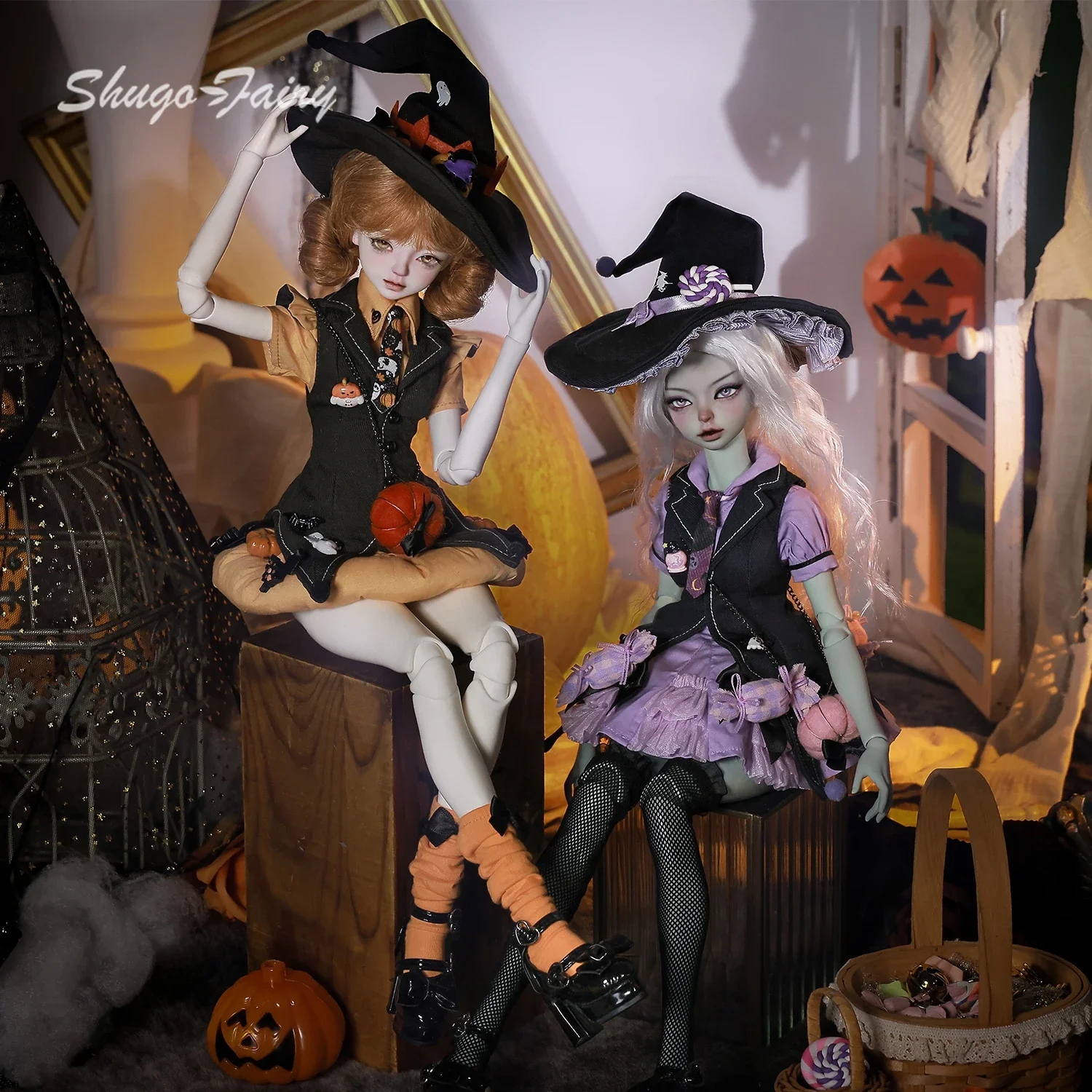 ShugaFairy Bertha 1/4 lalka Bjd Bariy duża klatka piersiowa Halloween Troublemaker cukierki kostium komplet Lolita Ball przegubowe lalki