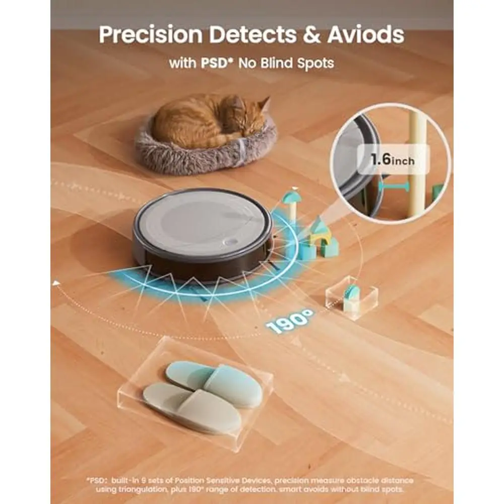 Powerful Suction Robot Vacuum Cleaner Quiet 160 Mins Self-Charging Slim HEPA Filtration Robotic Vacuums Hard Floors Low Pile