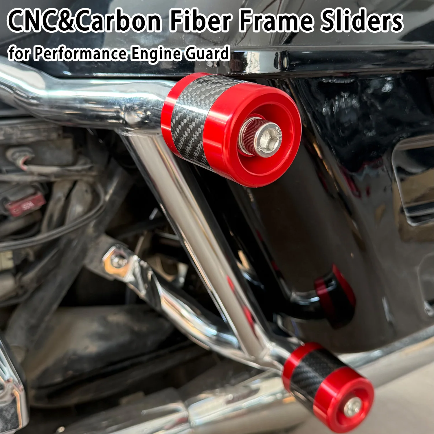Motorcycle Accessories Colors CNC Aluminium Carbon Fiber Frame Slider Protectors For Harley Crash Bar Performance Engine Guard