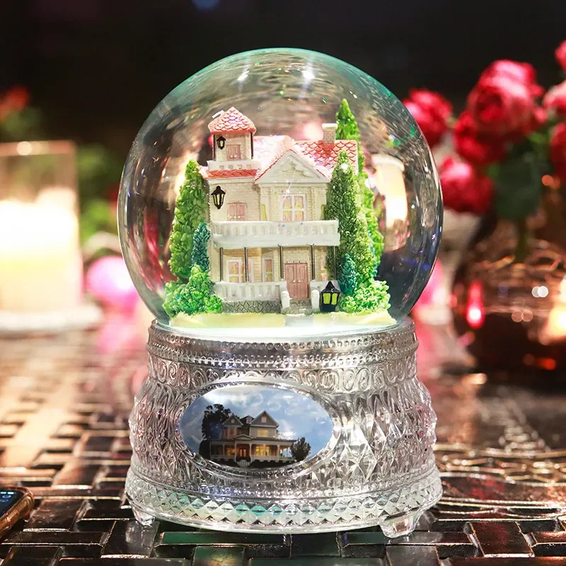 Rotating Crystal Ball Music Box Bluetooth LED Light Creative Gift for Girls Birthday Present for Girlfriend Kids Home Decor