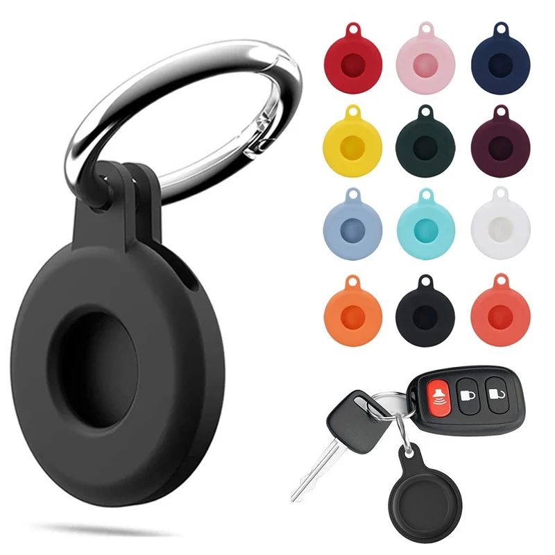 Para airtags dispositivo de rastreamento capa anti perda cão rastreador localizador airtag silicone líquido portátil chaveiro para apple air tag casos