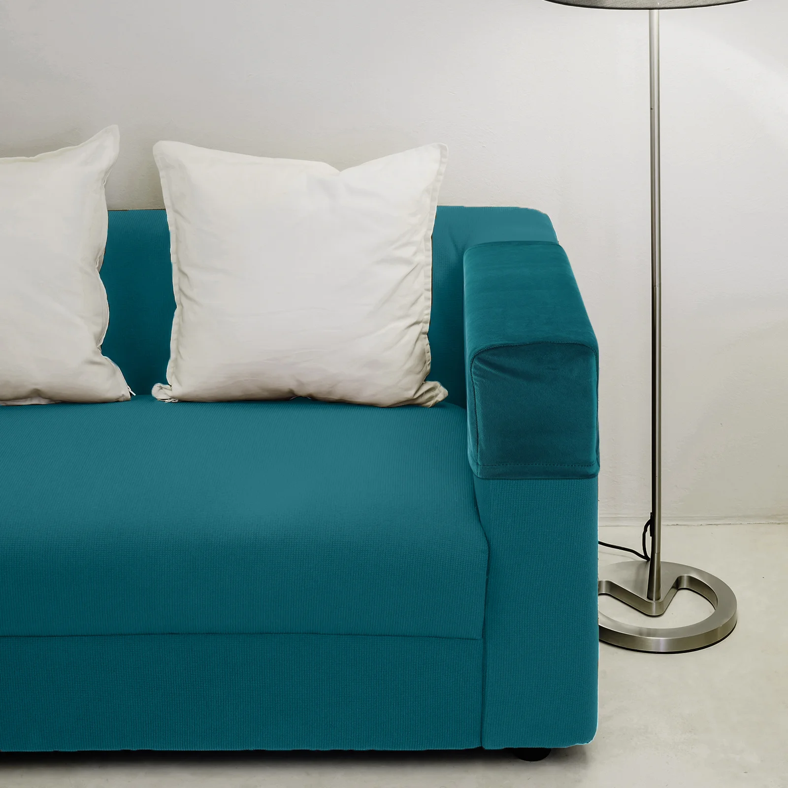 

2Pcs Sofa Armrest Cover Premium Polyester Elastic Protector Solid Color Blue Simple Style Home Office Sofa Armrest Cover