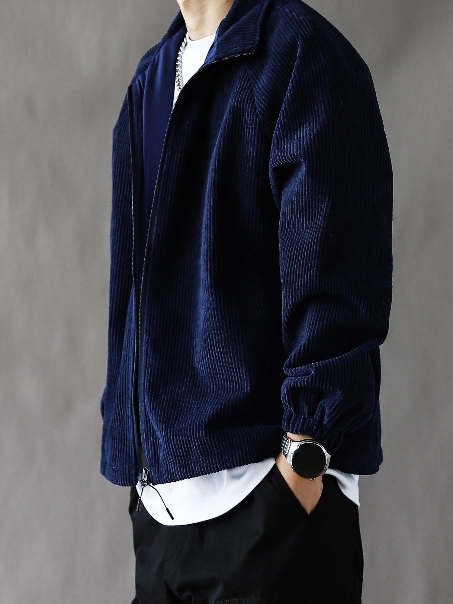 

Retro Corduroy Workwear Jaet Men's Loose Casual Spring Autumn Trendy Brand k Blue High Street Coat American Sle