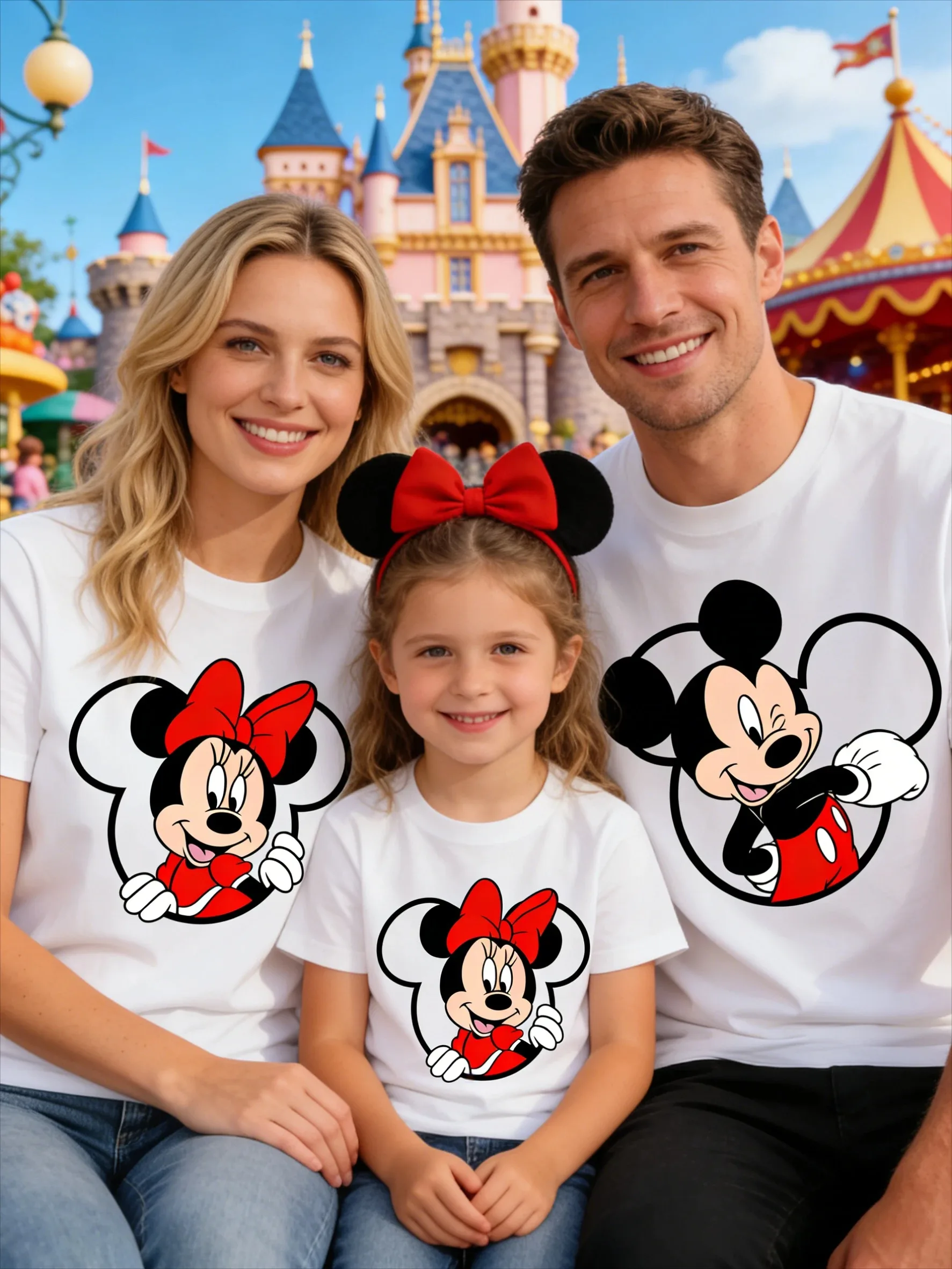 

Mickey Mouse Summer T-Shirt Boys Girls Family Parent-Child Clothing Oversized Men Women Short Sleeve