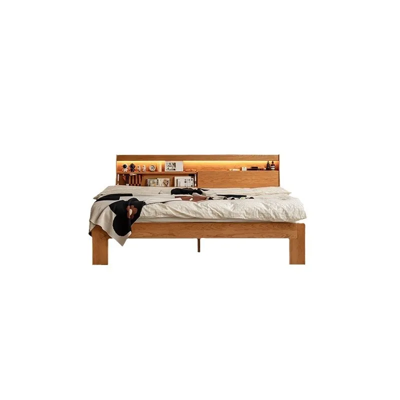 

Nordic solid wood bed cherry wood small apartment 1.5m household Japanese 1.8m master bedroom storage double bed