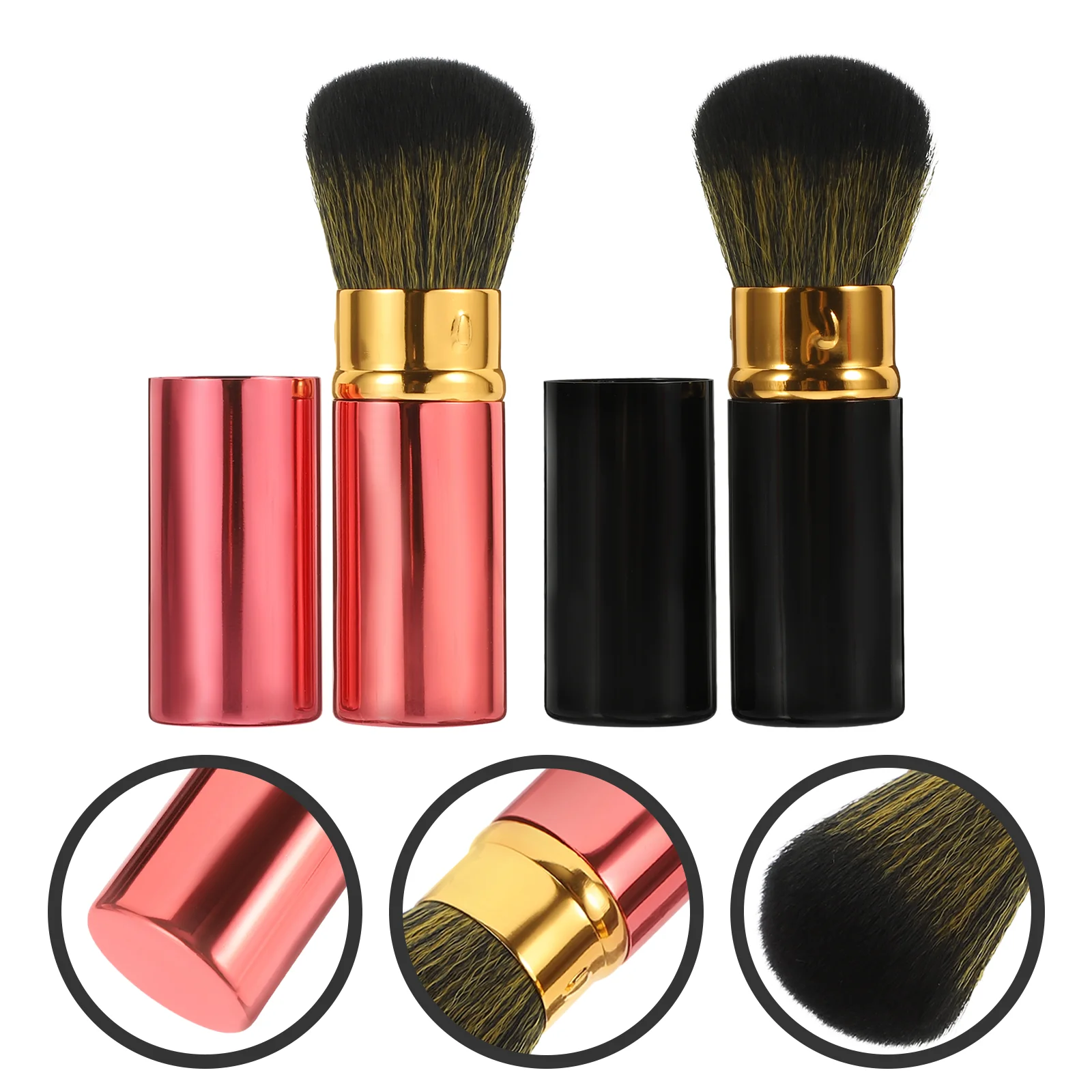 

2 Pcs Retractable Powder Brush with Cover Beauty Tool Blush 2pcs Facial Makeup Small for Women Highlighter Paint Cheeks