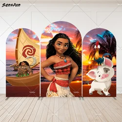 Sunset Ocean Beach Moana Birthday Decoration Arch Backdrop Chiara Wall Girl Birthday Arched Cover Photo Background Doubleside