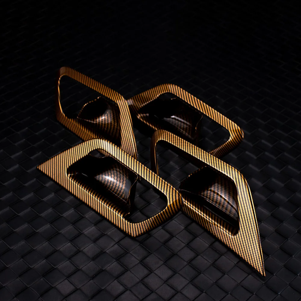 4pcs ABS Inner Door Open Handle Bowl Cover for Peugeot 208 2020-2025 Golden Carbon Fiber Color Interior