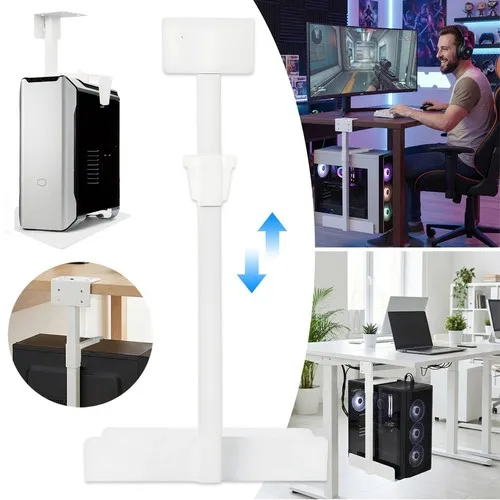 Support de montage réglable pour tour d'ordinateur de bureau, fixation sous le bureau, support de CPU, gain de place, robuste, support pour unité centrale de PC avec conception antidérapante pour le rangement des boîtiers d'ordinateurs de bureau et à domicile