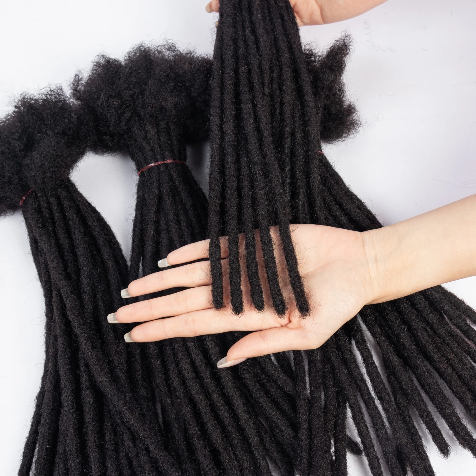 6-20 Inch 100% Human Hair Inter Loc Extensions 0.6cm Width Full Handmade Dreadlock Extensions for Men Women Kids Can Be Dye