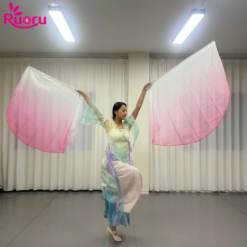 Ruoru 2PCS 140*96cm Gradual Workship Flags for dance Church Banner Worship Flag Praise Dance for Stage Props dance accessories