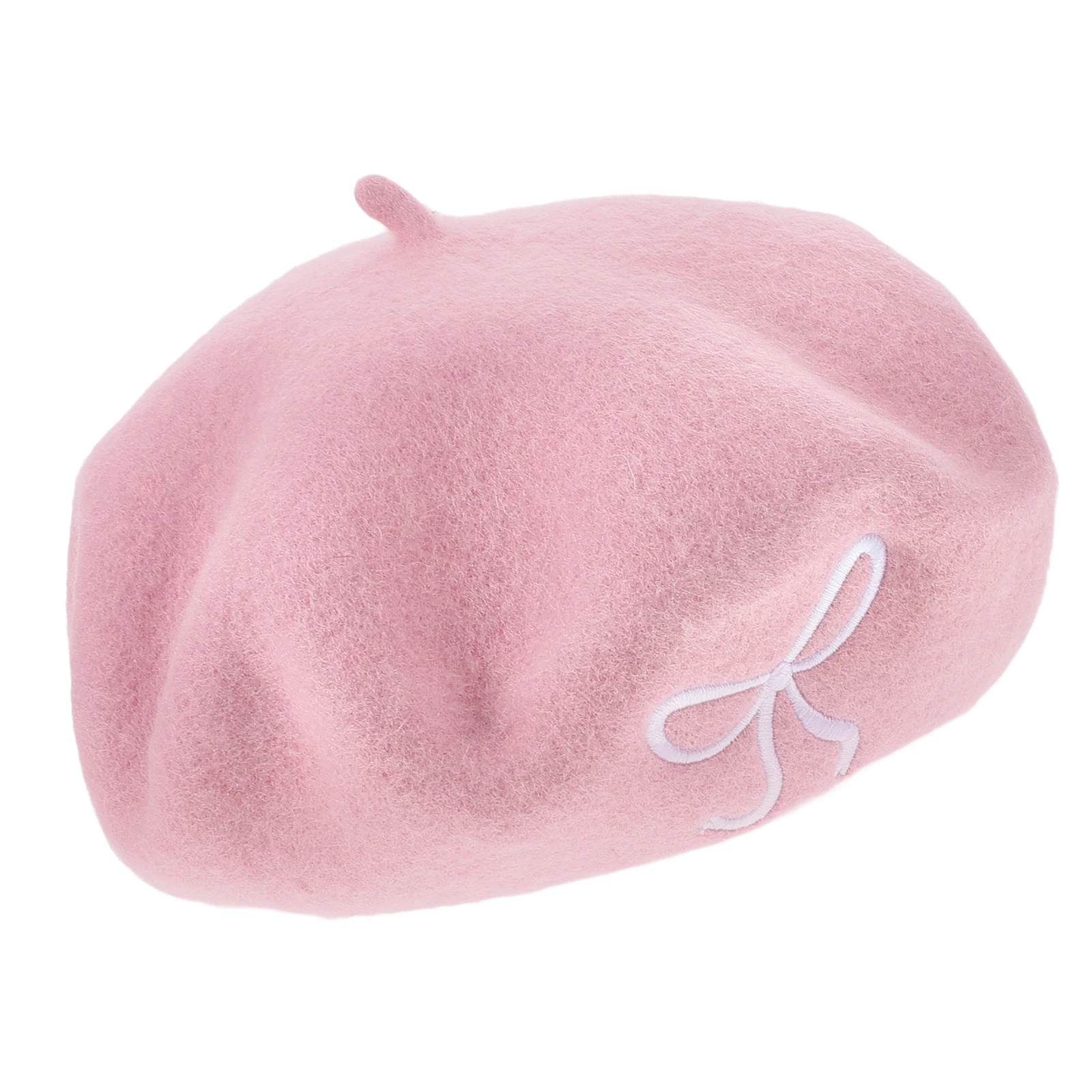 

Bow Beret Hat Women Wool Polyester Faux Crochet Caps Octagonal Newsboy French Woman Pink Fedora Pearl Hats