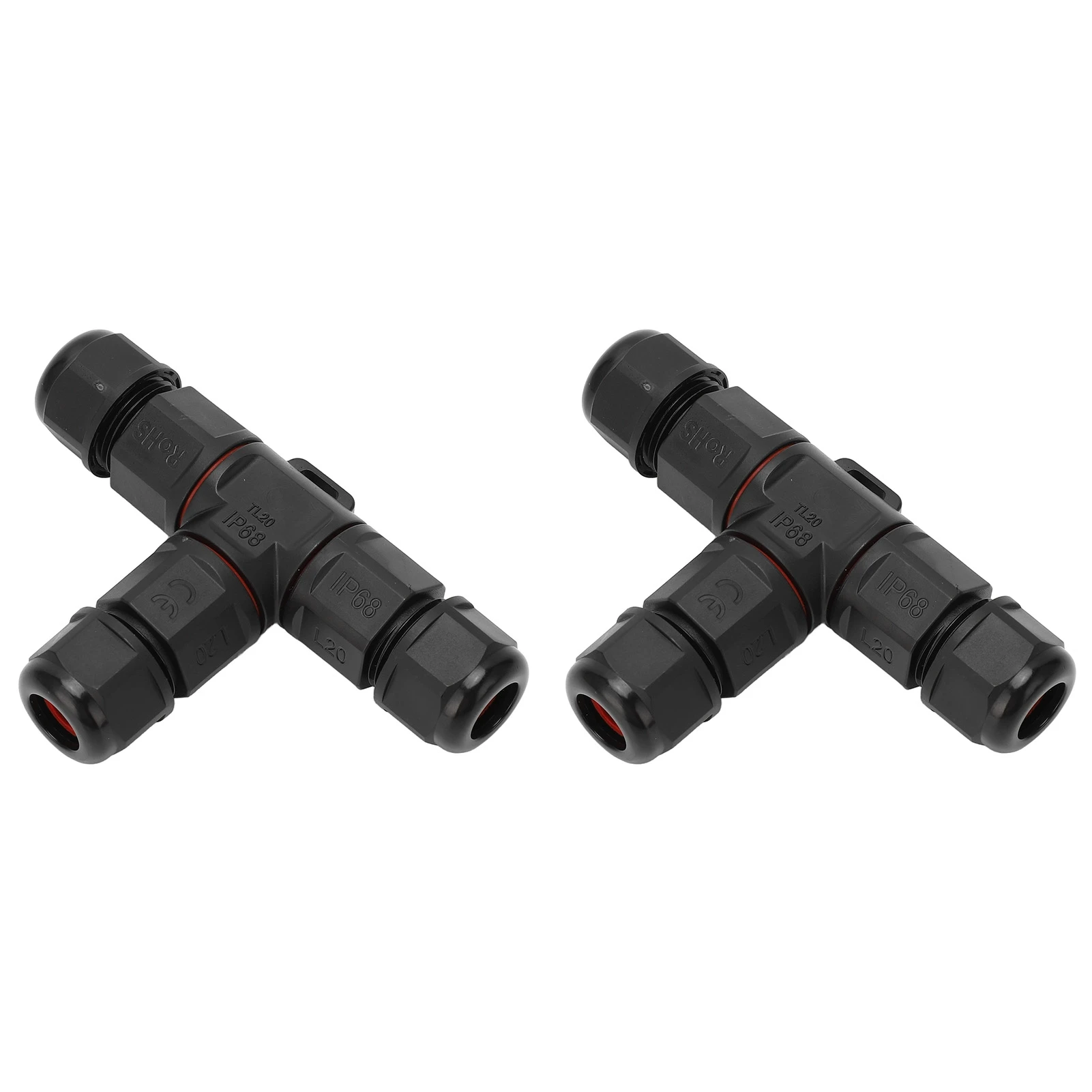 2 Pcs Tee Wire Connectors IP68 Waterproof 2 Pin 3 Pin T Shape Electrical Terminal Adapter for Lighting Aviation