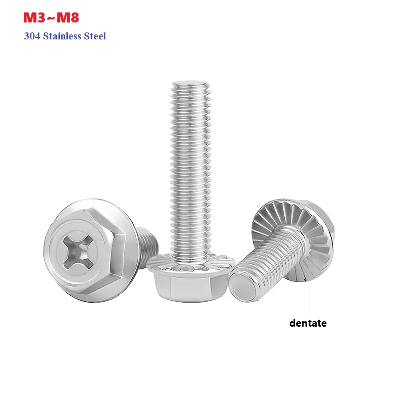 

Phillips Flange Bolt Cross Hex Head Phillips Screws Hexagon Flange Bolts 304 Stainless Steel M3 M4 M5 M6 M8