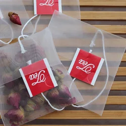 Disposable Tea Bags 50pcs Nylon Folding Empty Bag Filter Te Spice Sachets Tea Bag for Kitchen Convenience Accessories Gadgets