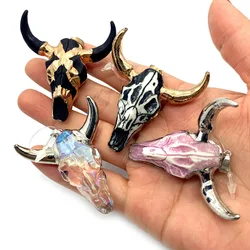 Cow Bone Bull Head Shape Plating Pendant Acrylic Necklace for Women Diy Jewelry Making Fashion Man Necklace Pendant Accessories