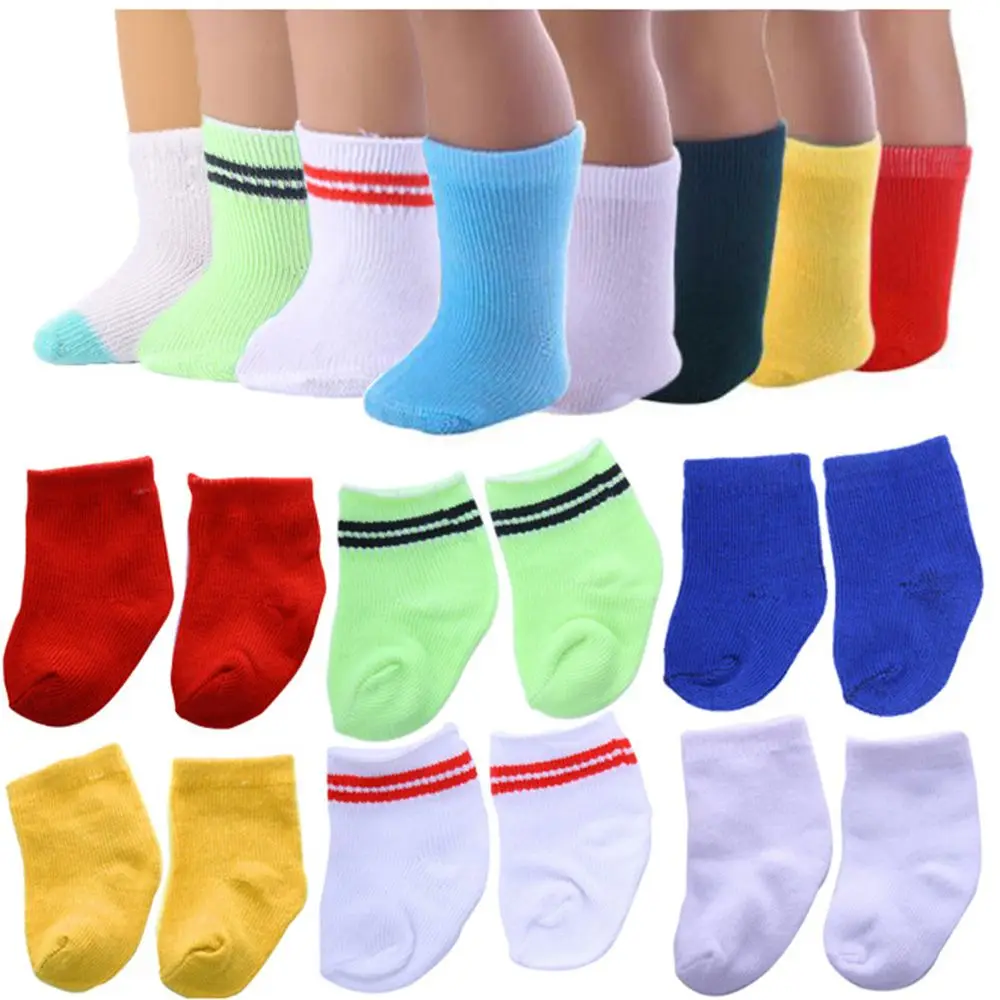 1 Pair Girls Birthday Gift Dollhouse Accessories Toys Baby Clothes Fit 18 Inch/43cm Sports Stocking Mini Socks Doll Wear