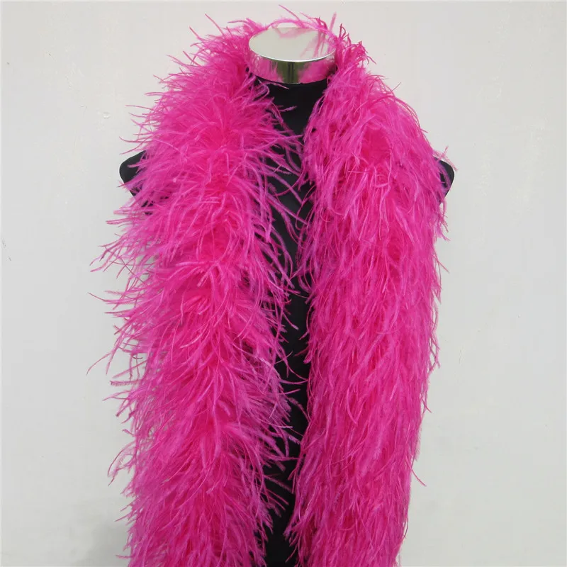 YOYUE 2 Meters 6 Layer Pink Natural Ostrich Feathers Boa Quality Fluffy Costumes / Trim For Party / Costume / Shawl / Available