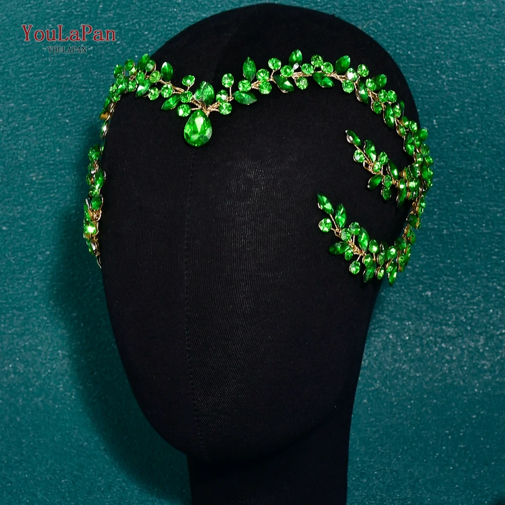 TOPQUEEN Bunte Kopfbedeckung Braut Strass Stirnband Hochzeit Luxus Kopfschmuck Frau Wasser Tropfen Haarband Haar Schmuck HP599 – Detail 7