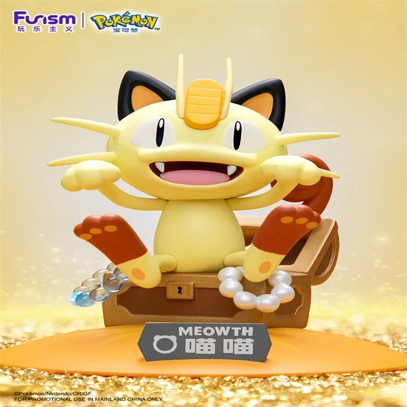 Funism Pokemon Meowth 9.2cm Small Size Handmade Doll Pvc Official Genuine Peripheral Desktop   Decor Collectible Model Gift Toy