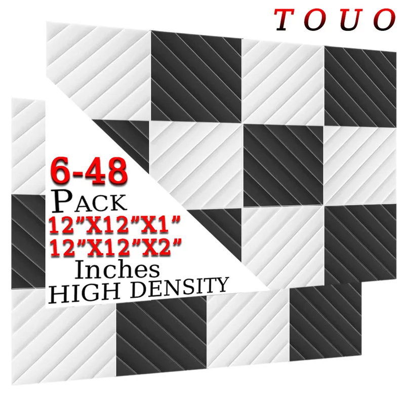 

TOUO Acoustic Foam 6/12/24/48 Pcs Diamond Groove Sponge High-Density Sound Absorbing Material Music Studio Acoustic Treatment