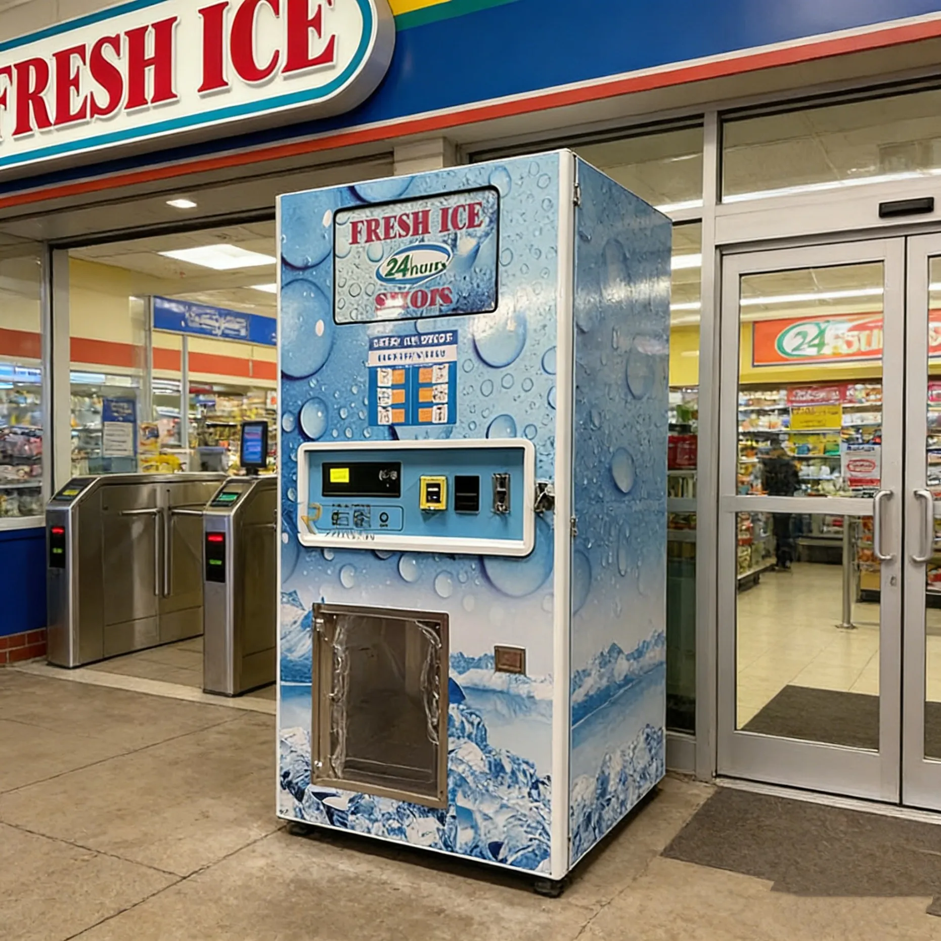 

Customized Automatic Ice Cube Vending Machine Self Service Ice And Water Dispenser Commercial Ice Maker Machine For Business