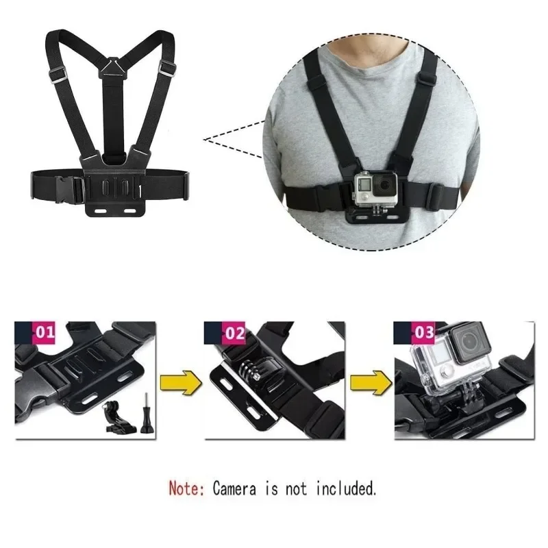 1 PC Adjustable Phone Clip Holder with Chest Strap Fixation Bracket for Sport Camera Mobile Phone Camera Black Holder Accessory