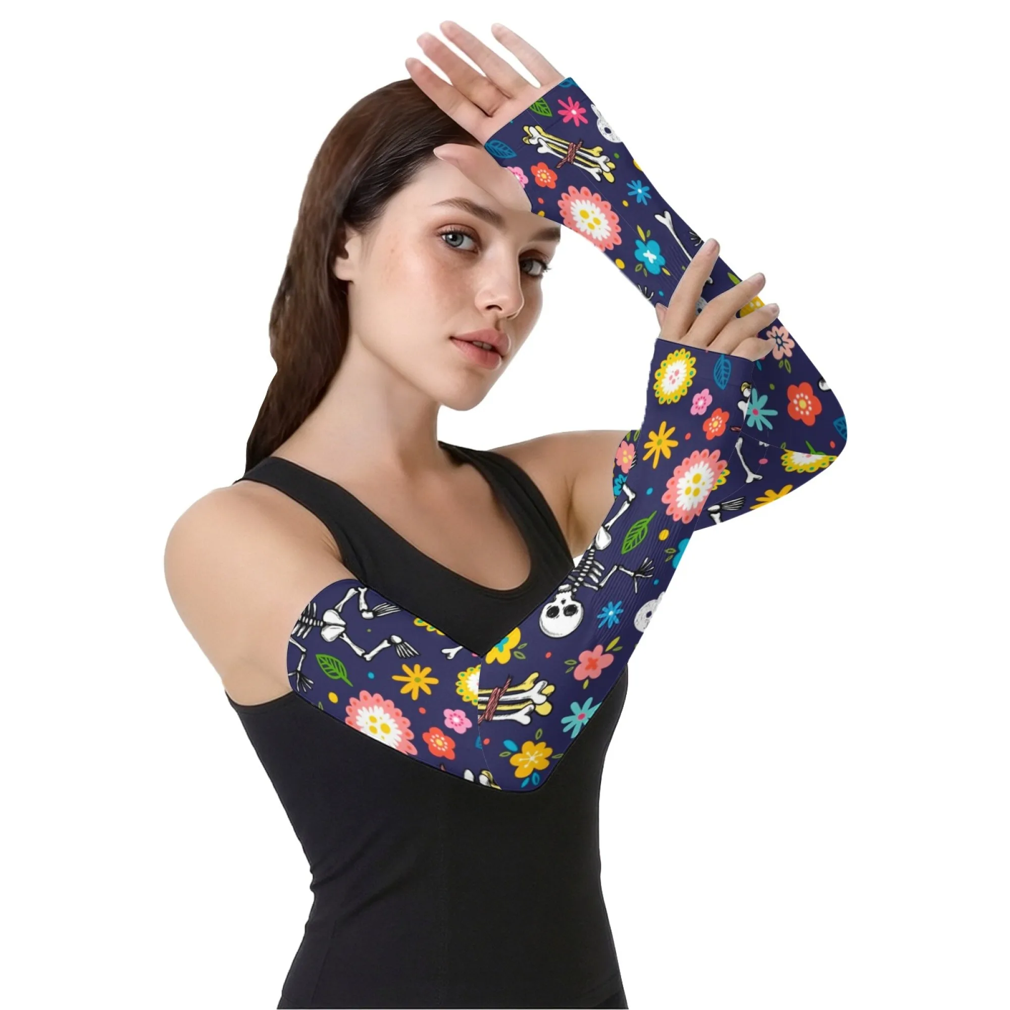 UV Block Guard Undead Festival Element Printed Ice Arm Guard Sleeves Outdoor Sports Mouth Sleeve Elbow Pad Climbing Arm Sleeves