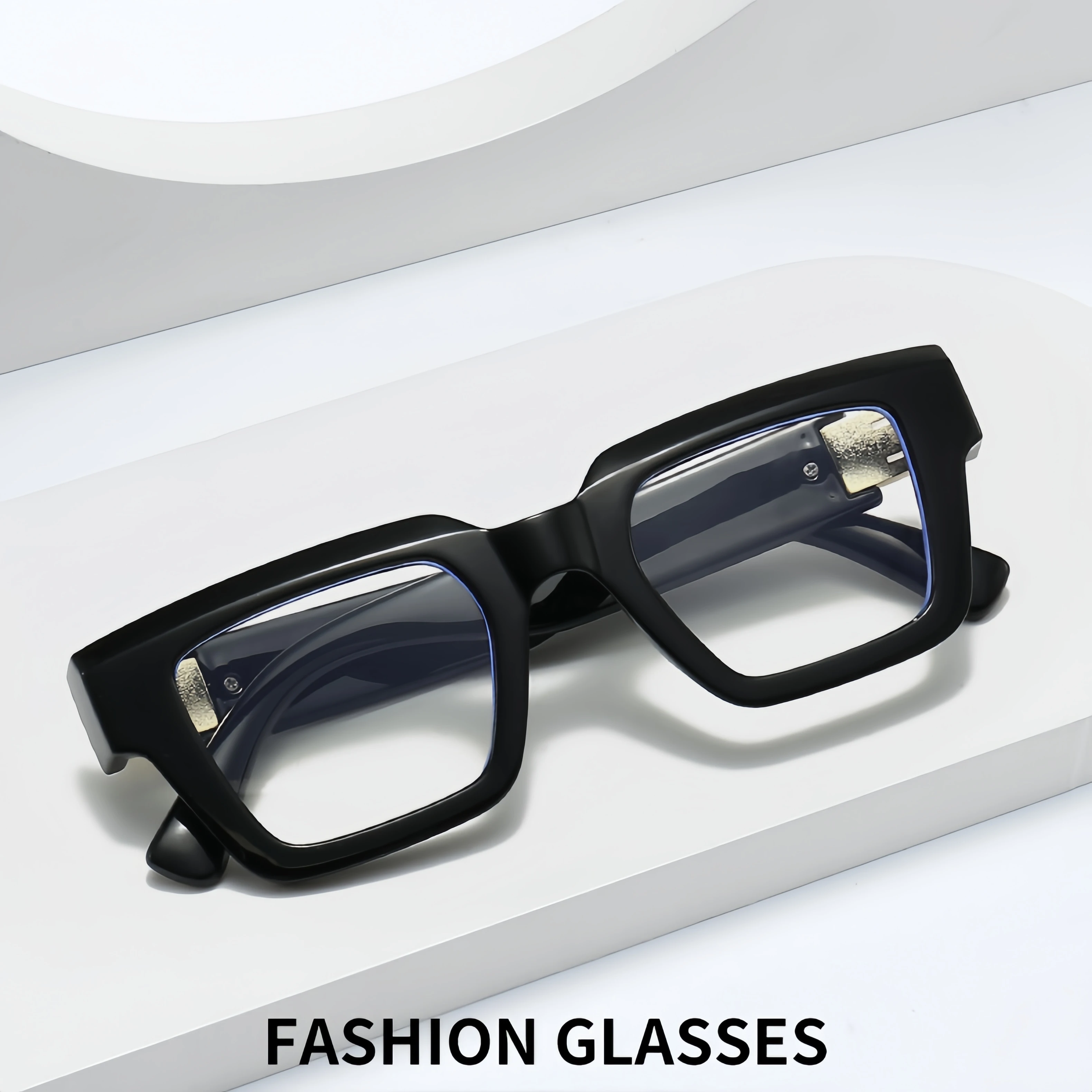 

Fashionable Square Thick Frame Glasses Frame European and American Trendy Personality Versatile Men's and Women's Anti-Blue Light Glasses