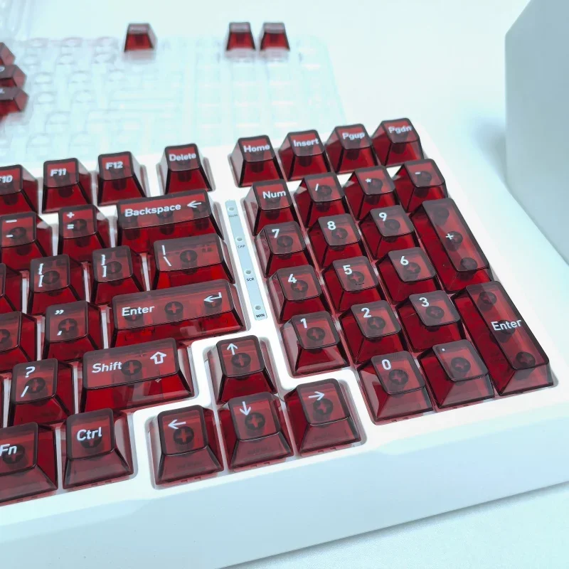 

Crystal red keycap mechanical keyboard PC fully transparent 119-key small full set of original factory highly DIY customization