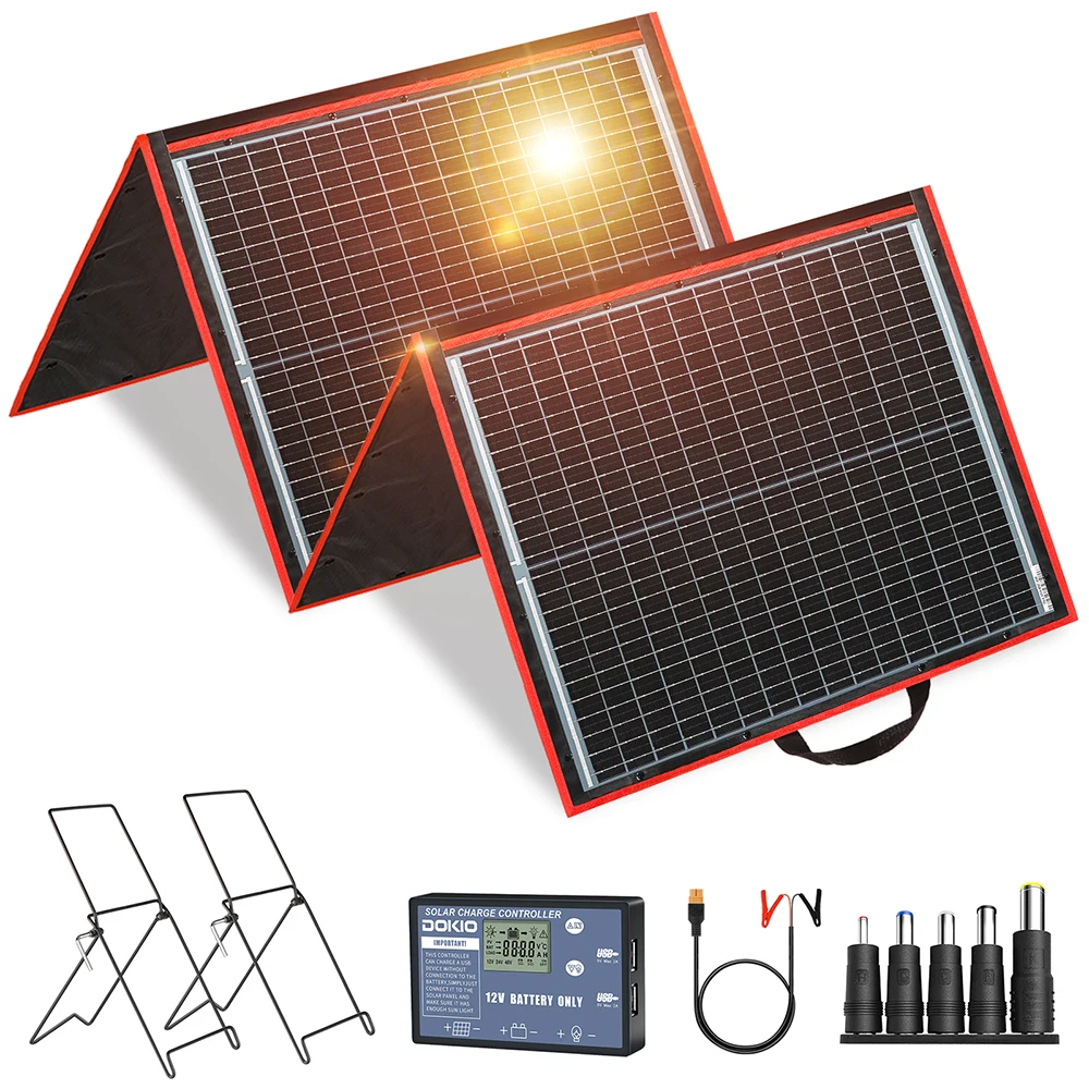 Dokio 18V 150W Flexibles Faltbares Solarpanel mit 12V Controller, Hergestellt in China, Tragbares Solarpanel für Camping