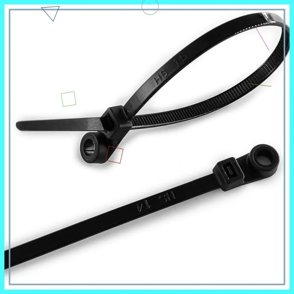 

HS Plastic Ties with Screw Holes 7.5 Inch 50 LBS UV Black 100 Pack
