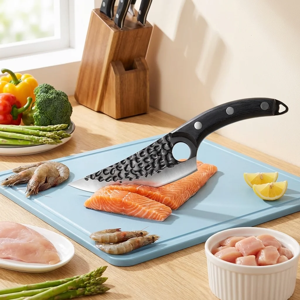 6-Inch Multifunctional Hand-Forged Stainless Steel Chef's Knife with Full-Length Handle And Guard for Versatile Cooking