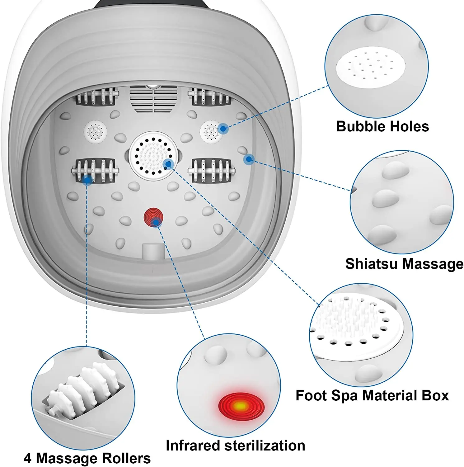 Easy Control Digital Heating Mini Acupressure Portable Foot Spa Bath Massager for Soothe and Relax Tired Feet