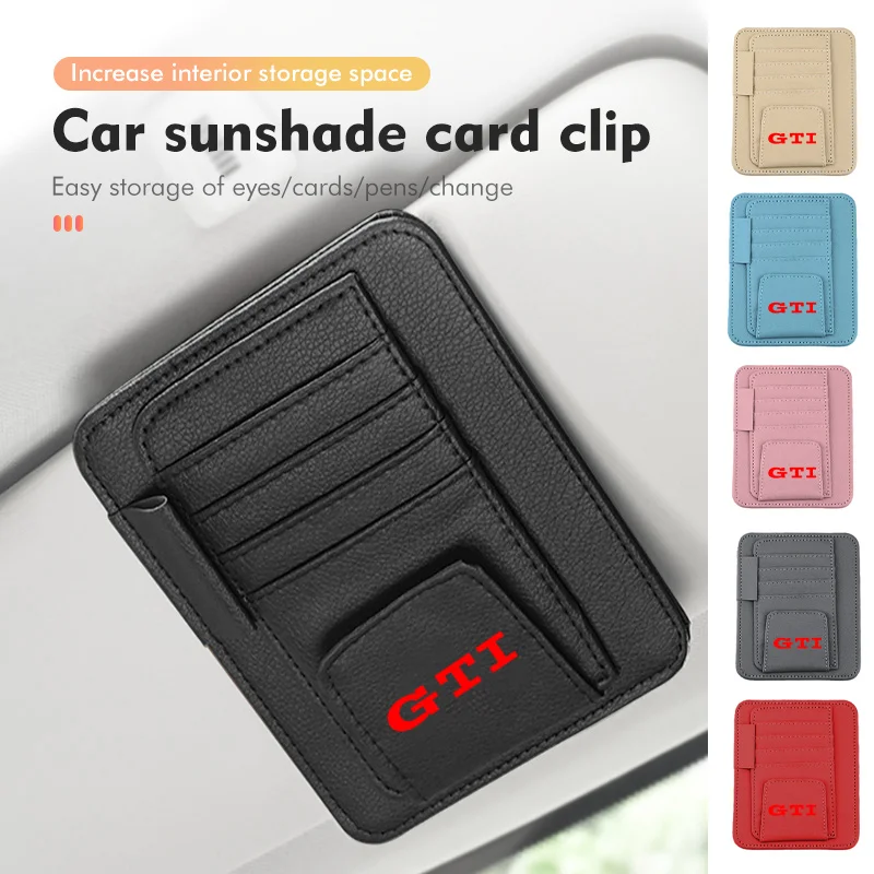 Car Sun Visor Organizer Multi-Pocket Card Glasses Storage Holder Car Accessories for VW GTI Golf  6 7 8 Polo MK4 MK5 MK6 MK8 MK7