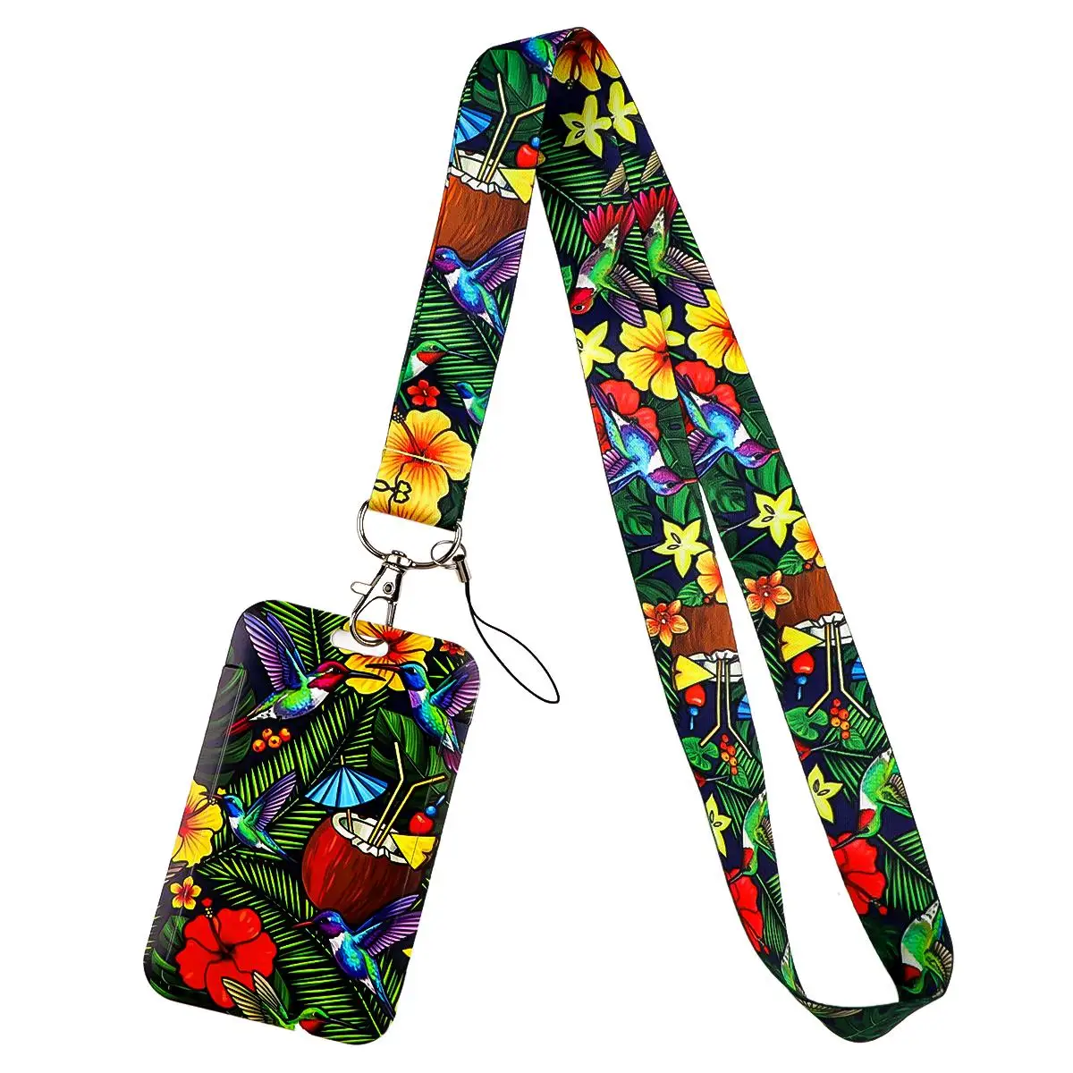 Funny Black Cat Credential Holder Lanyard, Koi Fish Pattern