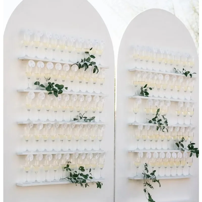 2024 Hot Sale Wedding Custom Champagne Wall Glass Rack Acrylic Prosecco Wall Mounted Acrylic Champagne Display Rack Wall