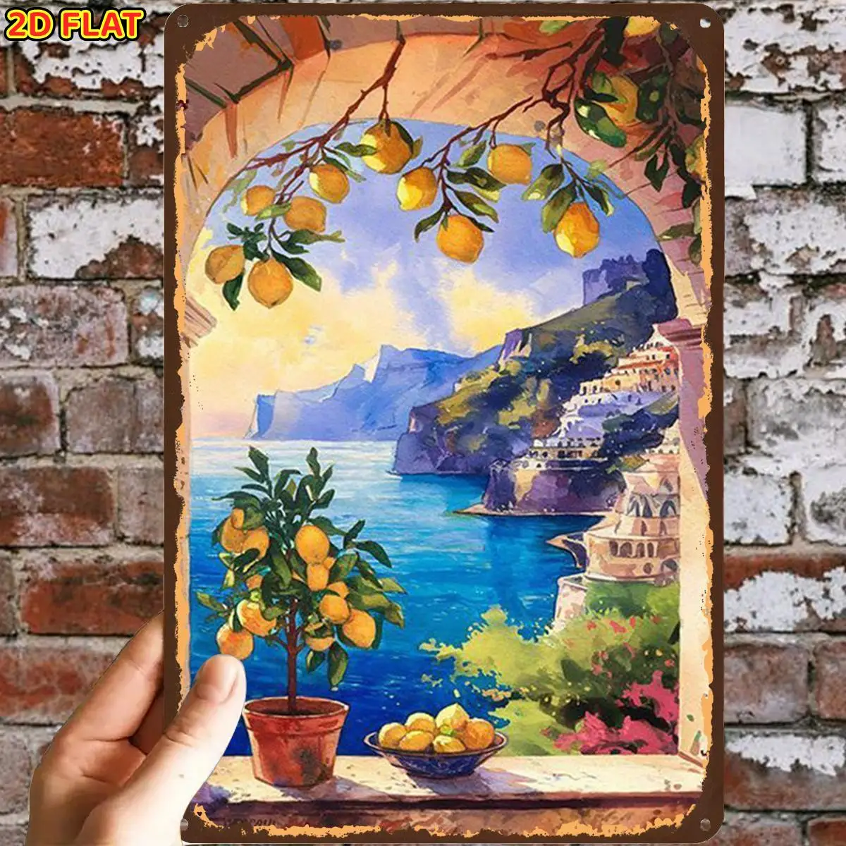 Lemon Grove Coastal View Art PrintMetal Iron aluminum Sign, Pre-Drilled Holes, Suitable for Indoor, Garden,Outdoor, Home, Office
