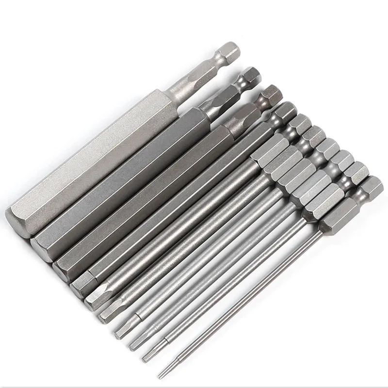 100mm Hex Head Screwdriver Bit Metric Magnetic Hex Key Screwdriver 1/4\