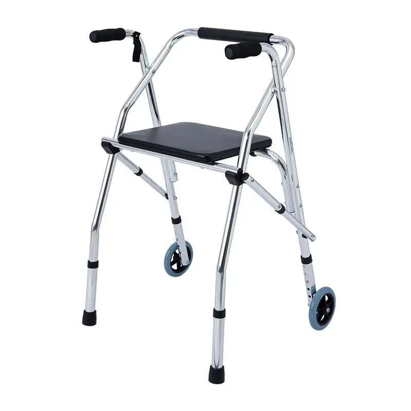 

Elderly Walker Aluminum Alloy Foldable Rehabilitation Walking Assist Crutch With Wheels Disabled Walker Trolley Mobility Aids