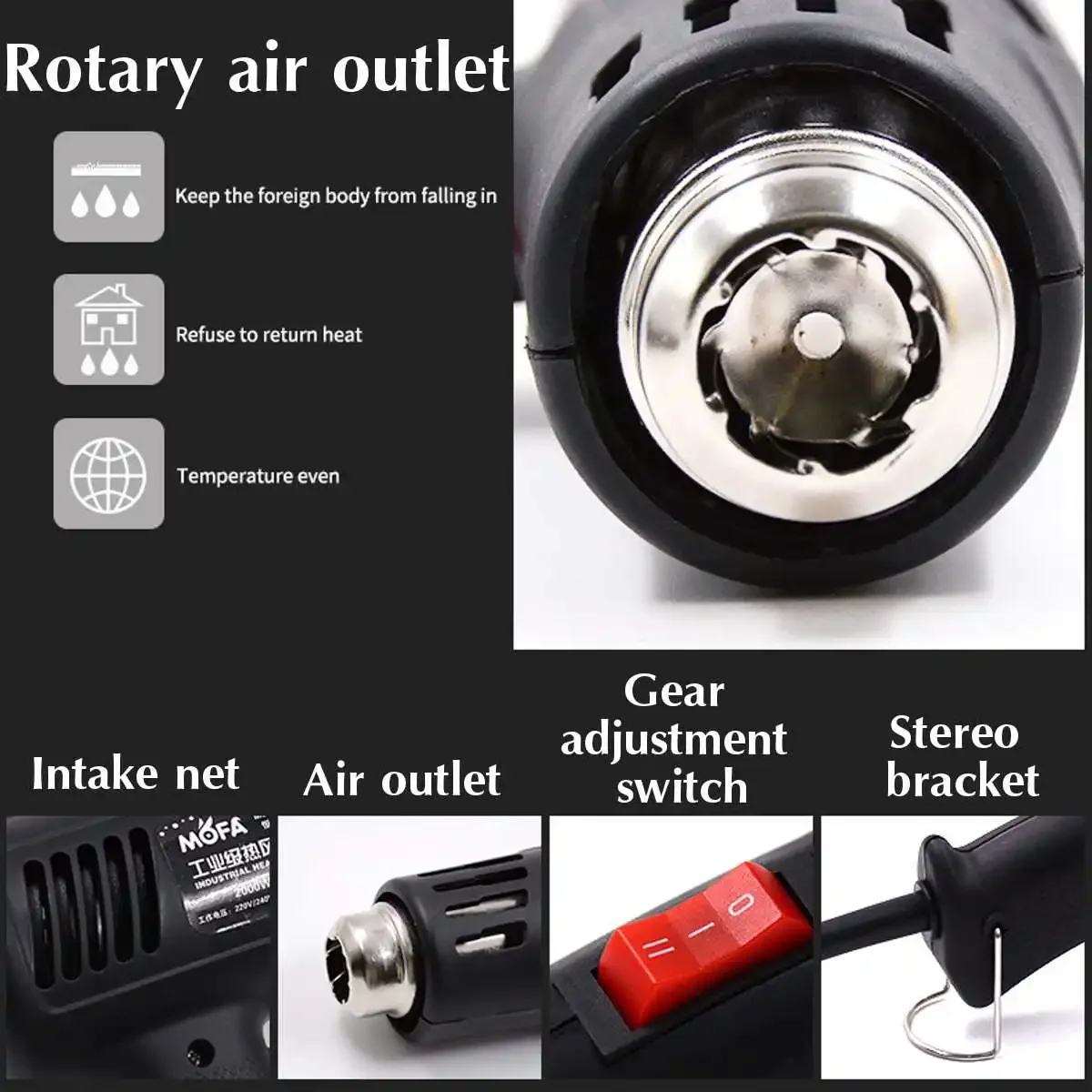 Imagem -05 - Advanced Hot Air Gun para Shrink Wrapping 2000w 220v Temperaturas Ajustáveis Pistola de Calor Elétrica Edifício Industrial Secador de Cabelo
