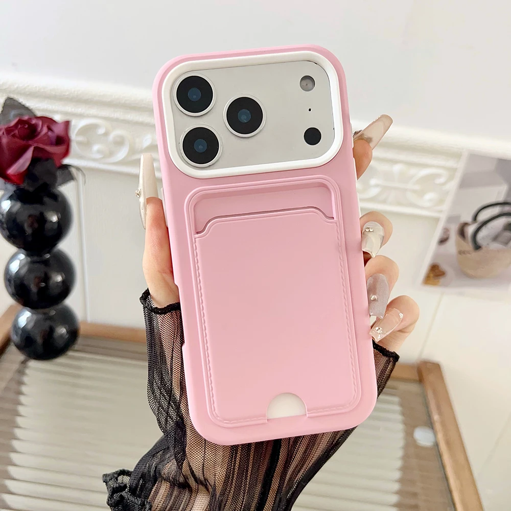 Stoßfeste Silikon-Handyhülle für iPhone 15 14 13 12 11 17 18 Pro Max Plus Schutz ID ATM-Kartentasche Abdeckung für iPhone 17pro – Detail 17