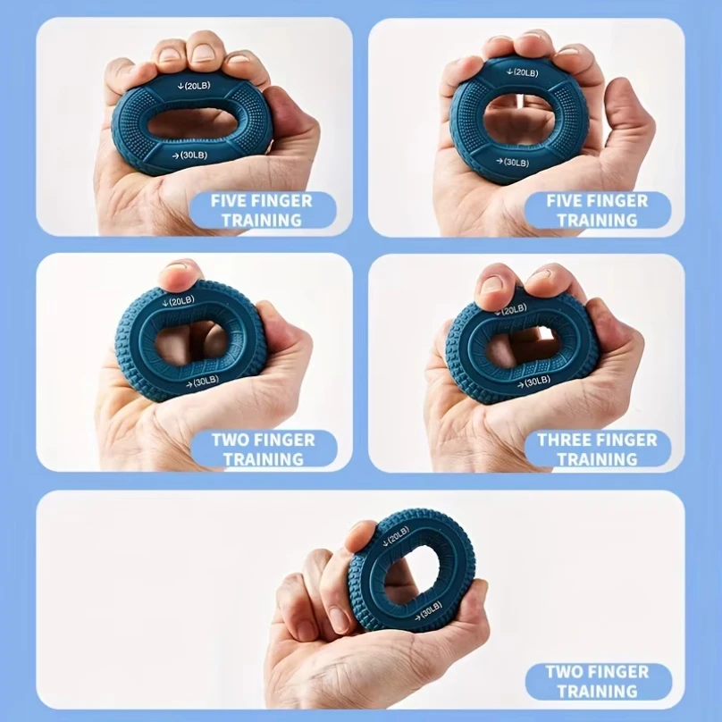Hand Grip Ring with Silicone Carpal Expander, Strength Training Finger Ring, Increase Muscle Power and Body Building, 20-80LB