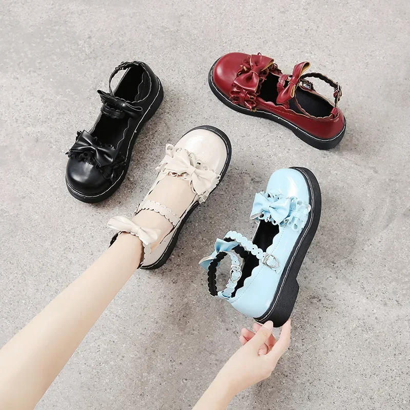 Lolita Shoes Women Japanese Mary Jane Shoes Women Vintage Girls Students JK Uniform High Heel Platform Shoes Cosplay Plus Size