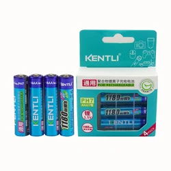 KENTLI 1.5v 1180mWh aaa polymer lithium li-ion rechargeable batteries battery + 2 slots  smart lithium li-ion charger