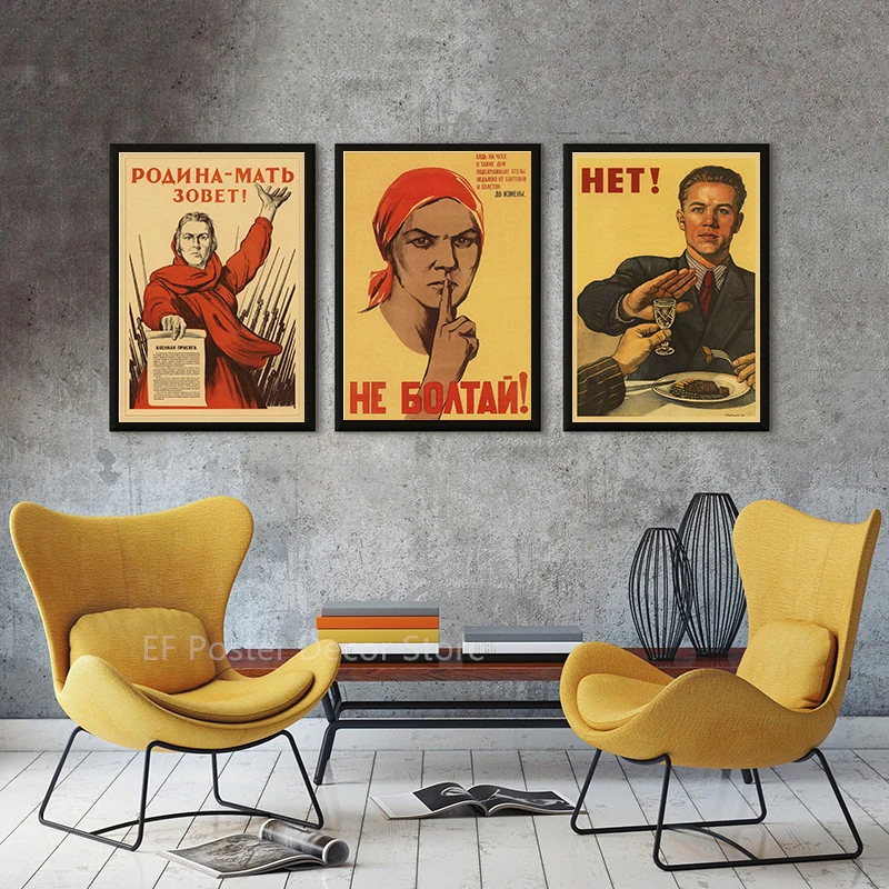 Buy Three Get Four USSR CCCP Russian Stalin Portrait Poster Prints Vintage Home Room Art Wall Decoration Soviet Retro Painting