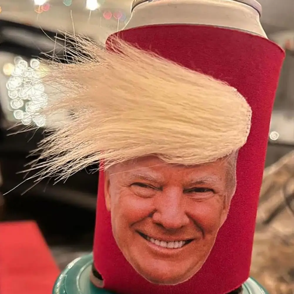 Funny Water Bottle Accessory Trump Hair Style Cup Cover Holder for 30/40/50/60 Oz Bottles Durable Pu Leather Non-slip for Water